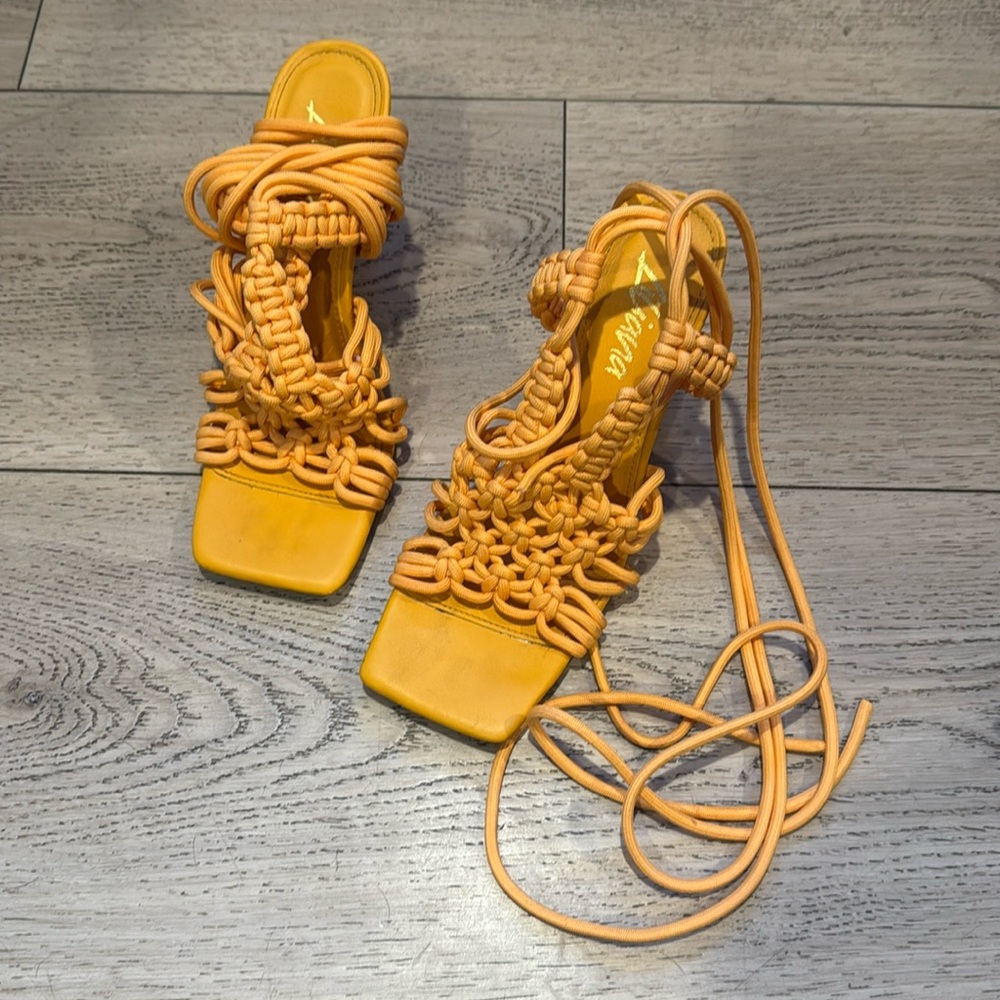 Miss Lola Orange Rope Heels